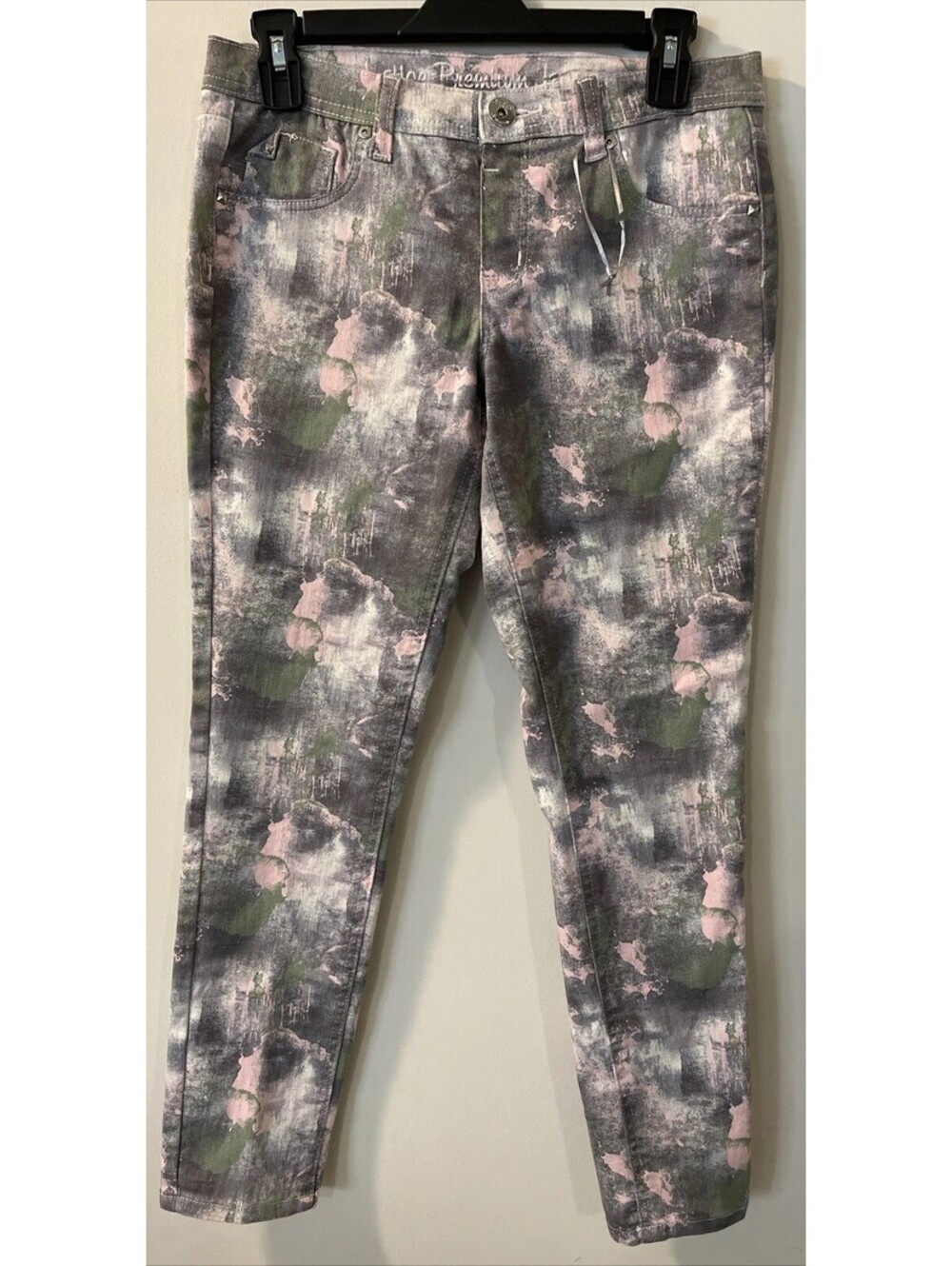 Justice Girls Size 12.5 Gray Tie Dye Elastic Waist Pull-On Jeggings! A2915